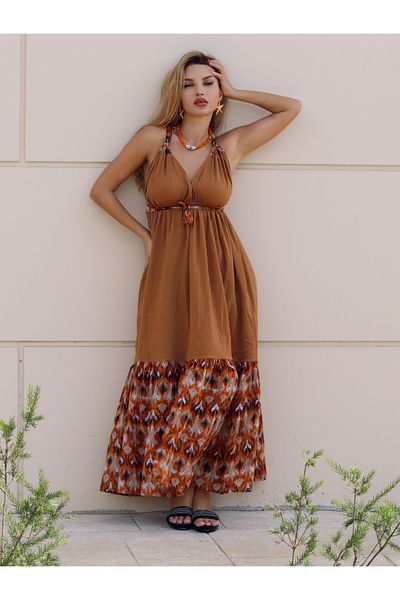 Su Koleksiyon Gazelle Boho Gypsy Dress / Camel