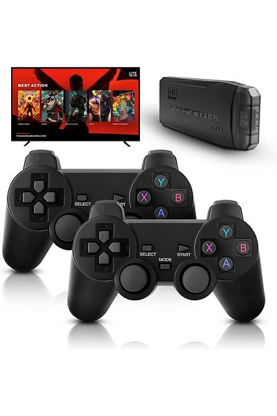 AWH M8 Retro Game Console, Built-in 10000+ Games, Wireless 4K HDMI Plug and Play Video Game Stick, 2 Wir