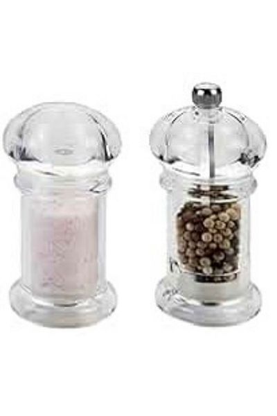 Generic Transparent black pepper grinder and salt shaker set