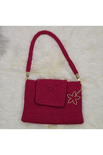 Randsac Pink Rose Charm Crochet Bag