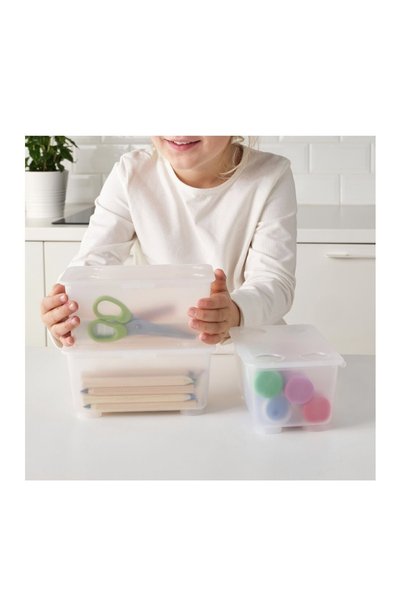 IKEA Glis Box with Lid, White Transparent 17X10 cm 3 Pieces