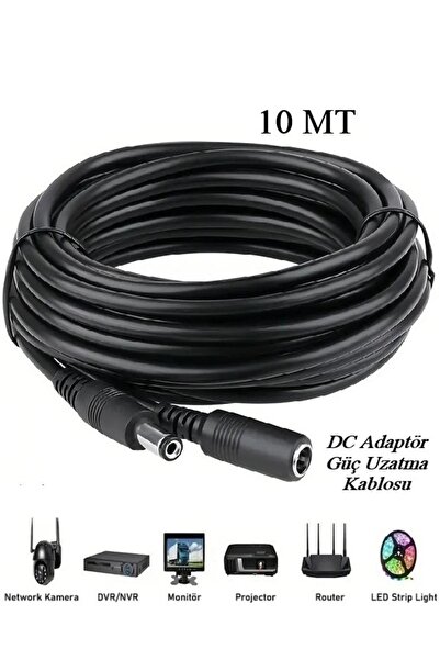 Vwin Dc Adaptör Güç Uzatma Kablosu (10 Metre) 5.5 x 2.1 mm Dişi / Erkek