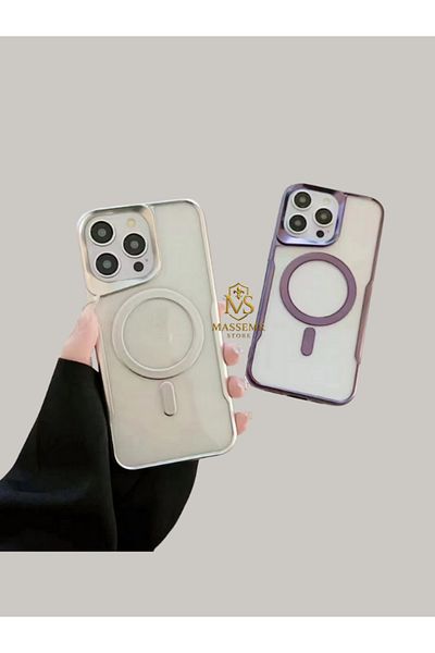 Massemr Apple iPhone 11 Pro Max Compatible Magsafe Supported Premium Silicone Case Shockproof Plating