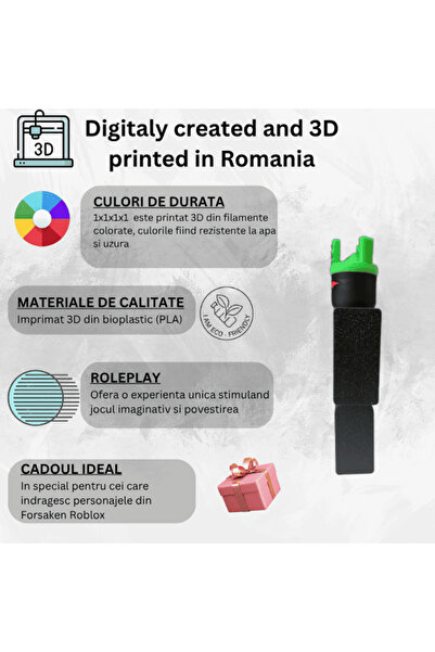 Lulu's Prints Forsaken 1x1x1x1 articulated figure, Roblox, green, black, plastic, 3D printed, 100x21x72 mm