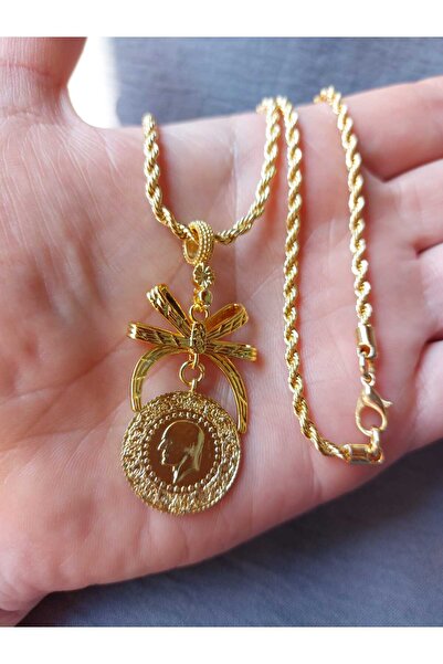 GEZERGOLD TAKI yarım altın takılabilir tarihli fiyonk kolye 60cm