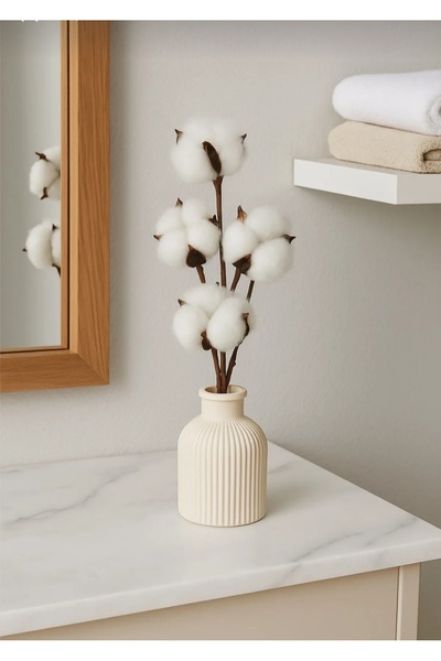 Home Beyaz renk çizgili vazo biblo
