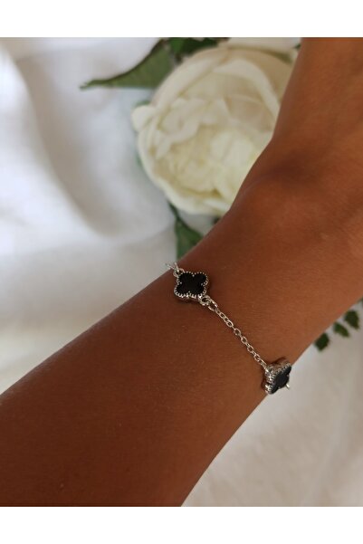 DENİZDENAL Siyah Yonca Şans Bilekliği