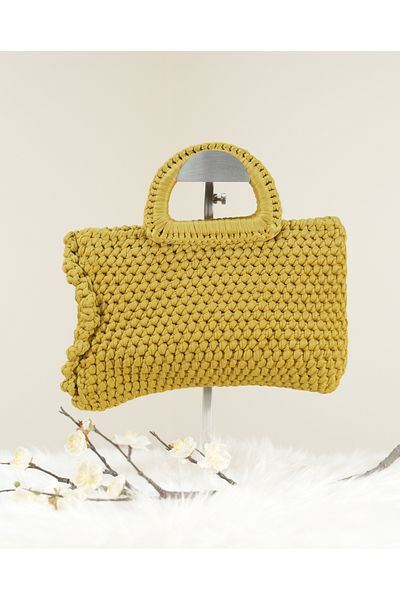 Randsac Crochet Handbag Mustard Color with Round Handle