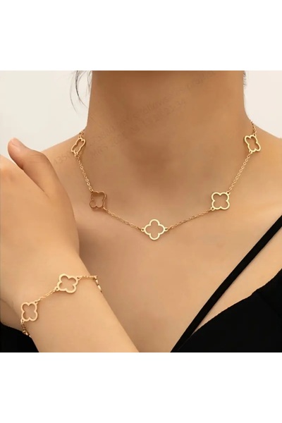 Ayzen Empty Flower Necklace and Bracelet Set