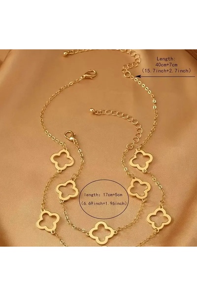 Ayzen Empty Flower Necklace and Bracelet Set