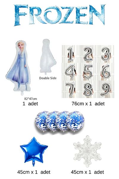 PARTİAVM Frozen Elsa Silver Number Balloon Set Snow Queen Elsa Balloon Set 76cm Number Balloon
