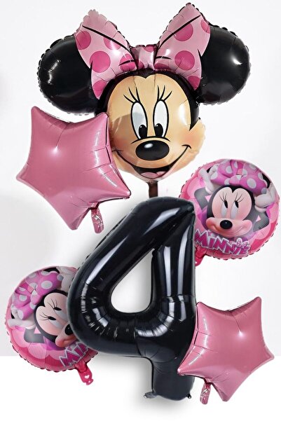 PARTİAVM 4 Years Old Minnie Mouse Birthday Party Number Balloon 1 2 3 4 5 6 7...