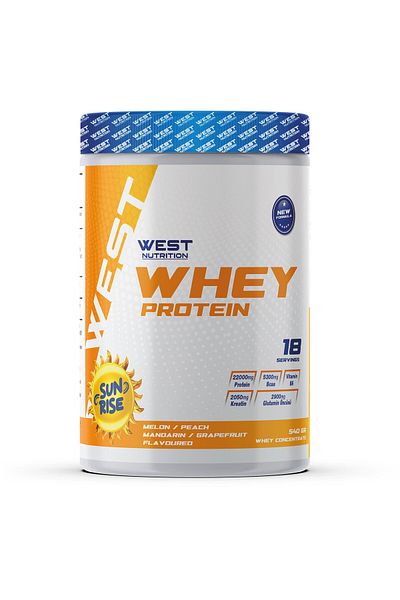 West Nutrition Whey Protein Powder 540 Gr 18 Servings Sunrise Melon Tangerine Grapefruit