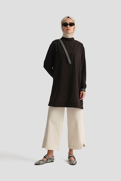 Armine New Season Strawberry Fabric Sleeves Ribbed Tunic Ayci4143