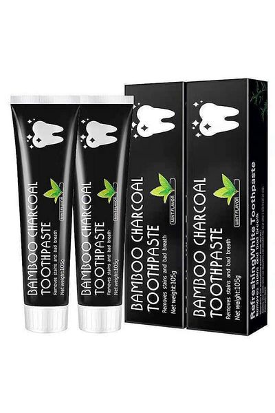 shine Set, 2 x Pastă de dinți pentru albire și detoxifiere cu cărbune de bambus, 105g
