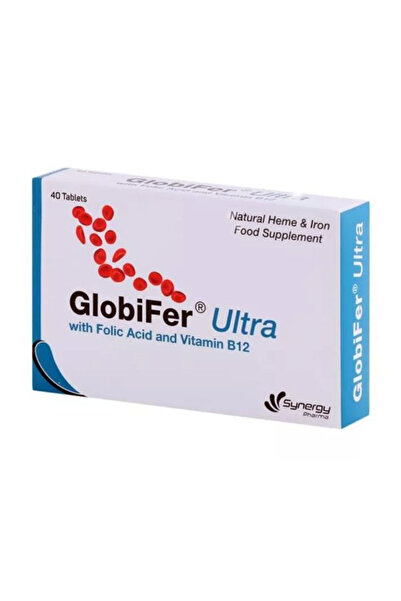 SYNERGY PHARMA أقراص جلوبيفر ألترا حمض الفوليك وفيتامين ب12، 40 قرصًا