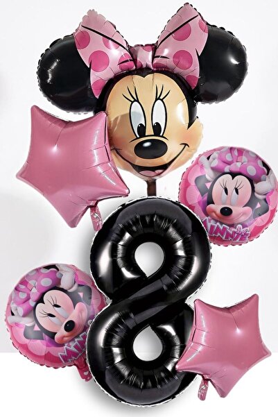 PARTİAVM 8 Years Old Minnie Mouse Birthday Party Number Balloon 1 2 3 4 5 6 7...