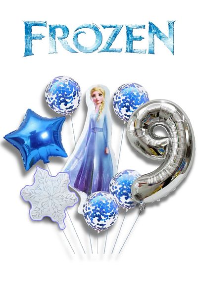 PARTİAVM Frozen Elsa Silver Number Balloon Set Snow Queen Elsa Balloon Set 76cm Number Balloon