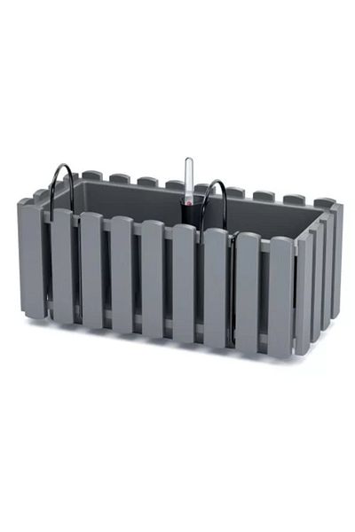 Prosperplast Decorative Planter, Metal Stand, Irrigation System, Grey, 38 x 18 x 16.2 cm, Boardee Fencycase W