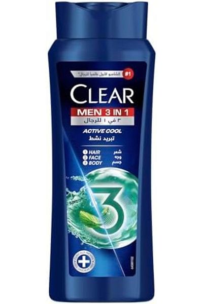 Clear شامبو 3 في 1 للرجال مضاد للقشرة للشعر والوجه والجسم