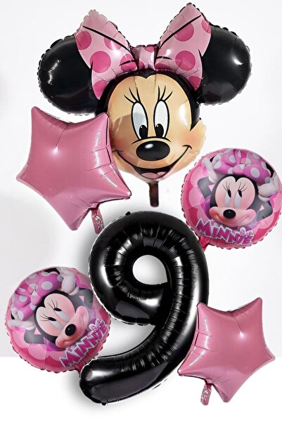 PARTİAVM 9 Years Old Minnie Mouse Birthday Party Number Balloon 1 2 3 4 5 6 7...