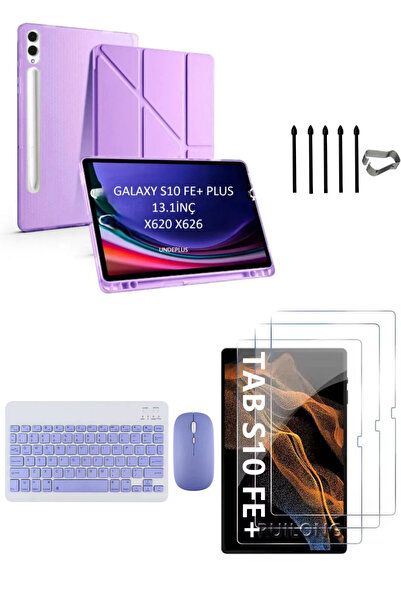 Covpor Samsung Galaxy Tab S10 FE+ Plus Origami Kılıf+Klavye Mouse+S Pen Yedek...