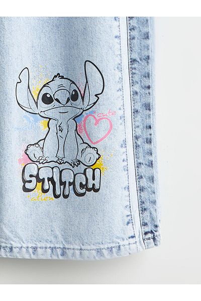 LC Waikiki Pantaloni de jeans pentru fete cu imprimeu Wideleg Stitch
