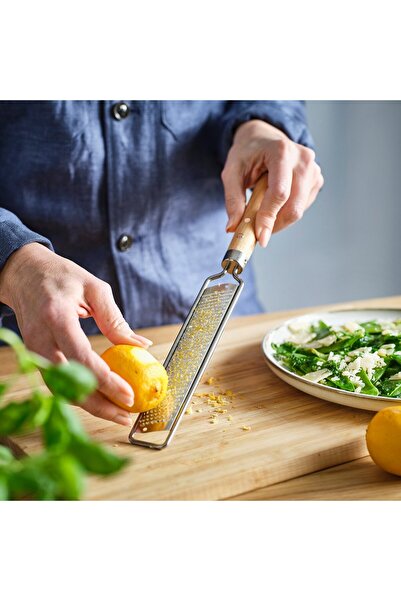 IKEA VARDAGEN Grater with Handle, Stainless Steel/Beech, 33 cm