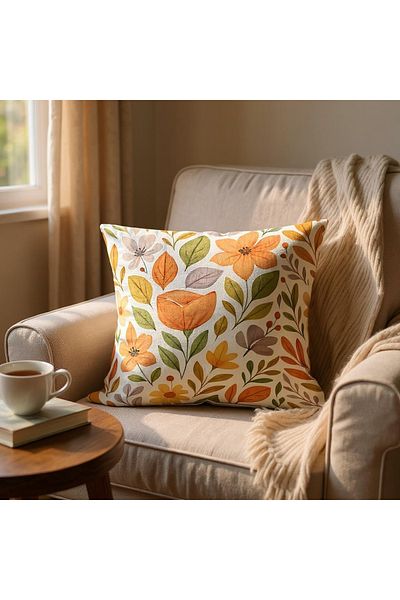 GMhome Autumn Themed Floral Patterned Throw Pillow Case 43X43 cm – Digital Printed