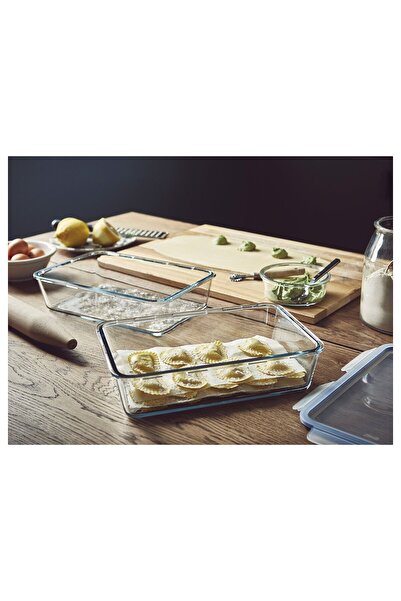 IKEA 365+ Food Container with Lid, Rectangular/Glass Plastic, 3.1 L