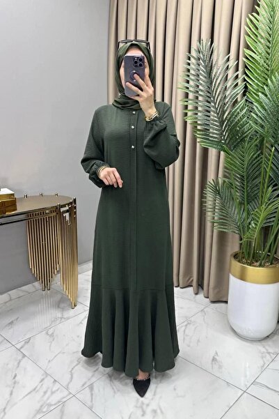 Generic Brand فستان AYSEL ELBİSE مستورد من قماش أيروبين للنساء، فستان كاكي مز...
