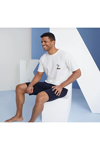 İpek Men's Short Sleeve O Neck 100% Cotton Pajama Set