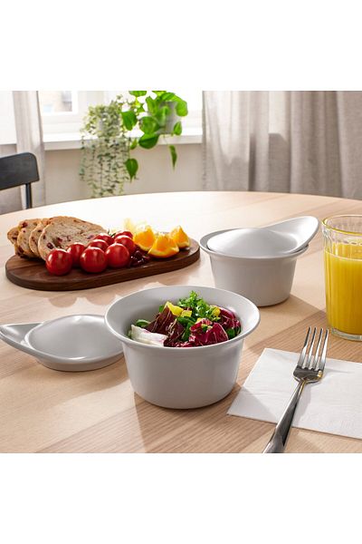 IKEA FÄRGKLAR Baking Dish/Serving Dish with Lid, Matte Light Gray, 0.2L