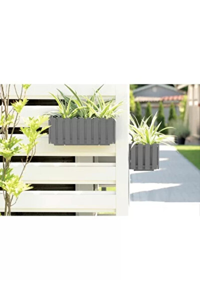 Prosperplast Dekorativní květináč, kovový stojan, zavlažovací systém, šedý, 38 x 18 x 16,2 cm, Boardee Fencecase W