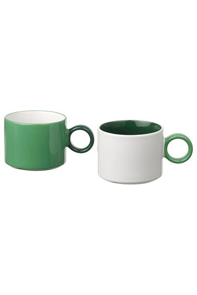 IKEA PIGGÅL Cup, White/Green, 30 cl