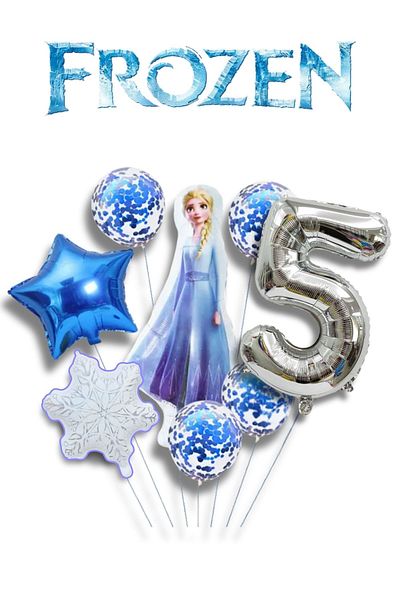 PARTİAVM Frozen Elsa Silver Number Balloon Set Snow Queen Elsa Balloon Set 76cm Number Balloon
