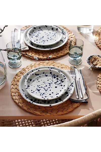 IKEA SILVERSIDA Side Plate, Pattern/Blue, 20 cm