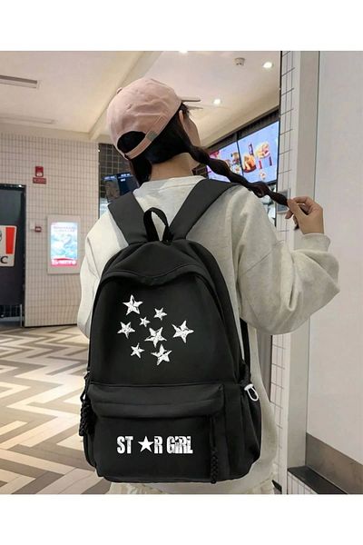 1blood Star Girl Printed School, Dershane, Course Backpack