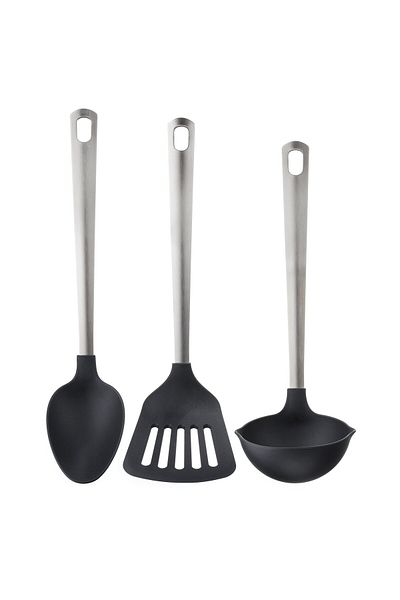 IKEA DIREKT Kitchen Tool Set, 3 pcs, Black/Stainless Steel