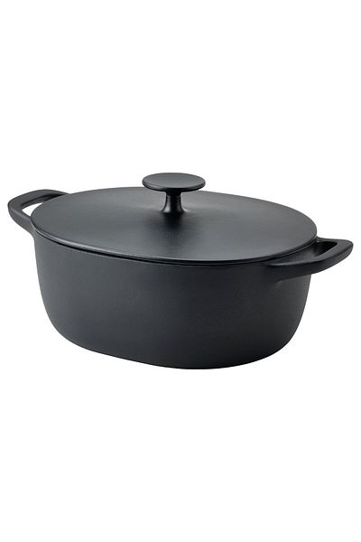 IKEA VARDAGEN Casserole with Lid, Enamel-Coated Cast Iron, 5 L, Matte/Black