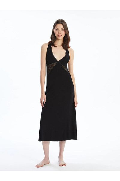 LC Waikiki Lcw Dream Women's Fancy Nightgown with V-Neck Lace Detail and Strap (W5)