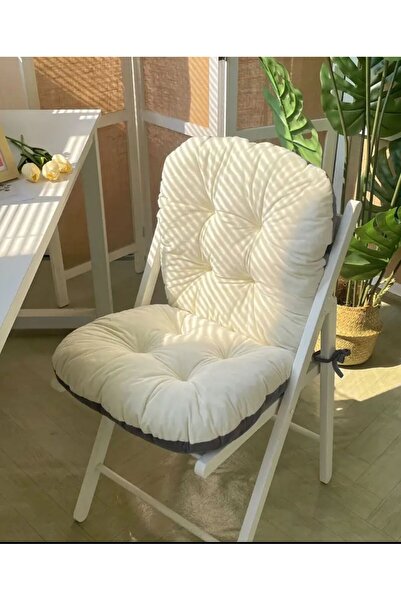 İstanbul kumaş Arkalıklı Çift Taraflı Pofidik Sandalye Minderi Bağcıklı Bel D...