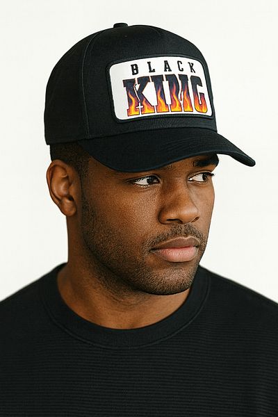 CosmoOutlet Men's Black King Written Adjustable Cap Model Black Hat