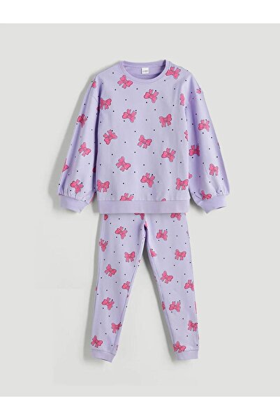 LC Waikiki LCW Kids Bisiklet Yaka Kız Çocuk Pijama Takımı (W5)