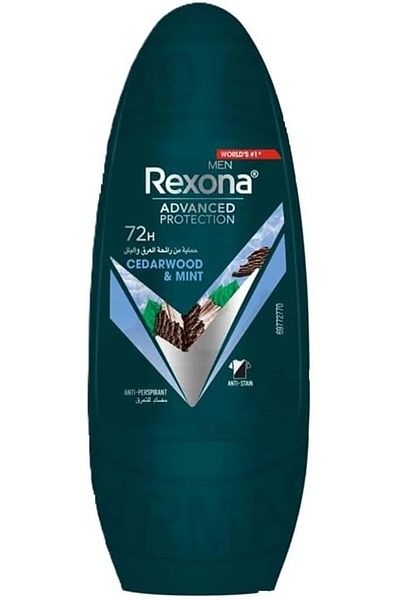 Rexona Advanced Protection 72H+ Antiperspirant Roll-On for Men, Mint & Cedarwood, 50ml