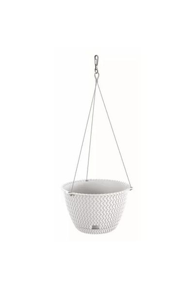 Prosperplast Decorative Flower Pot, Round, White, 23 x 14.5 cm, Splofy WS