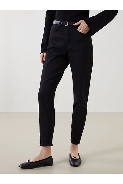 LC Waikiki Γυναικείο τζιν παντελόνι Mom Fit με ζώνη μέσης