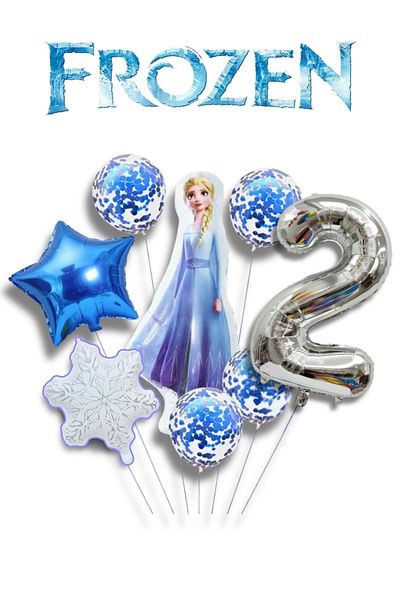 PARTİAVM Frozen Elsa Silver Number Balloon Set Snow Queen Elsa Balloon Set 76cm Number Balloon
