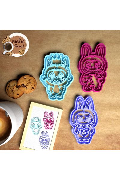 CookieKonsept مجموعة قوالب لابوبو مكونة من 3 قطع - متوافقة مع البسكويت والعجين والطين # 6