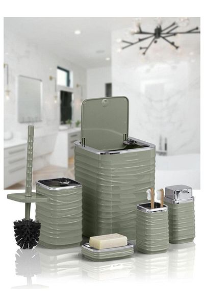 Altabi Bathroom Set Plastic Green Color 5 Pieces